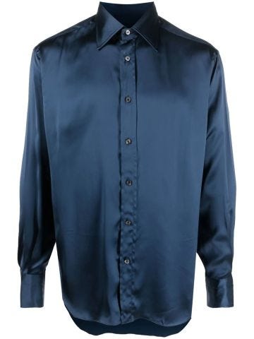 Deep blue long-sleeved shirt