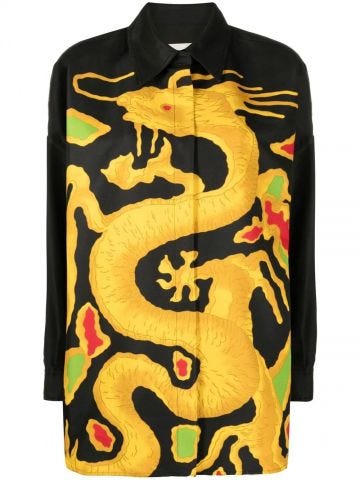 Camicia nera Re-Edition Dragon con stampa
