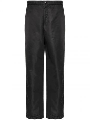 Technical fabric black straight-leg trousers
