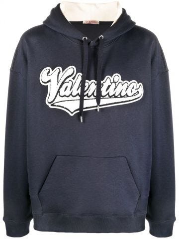 Embroidered logo blue Hoodie