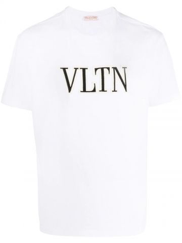 T-shirt bianca con ricamo VLTN
