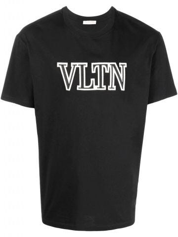 T-shirt nero con ricamo VLTN