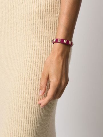 Pink leather Bracelet with studs