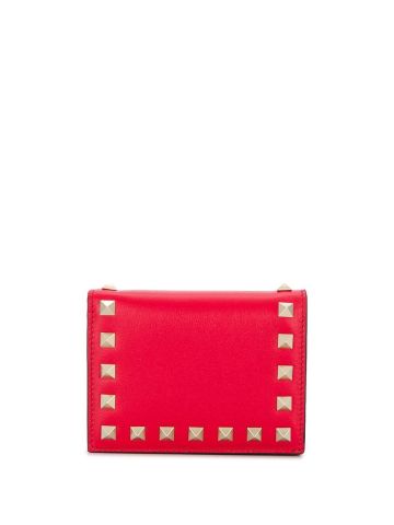 Red Rockstud small wallet with gold detailing