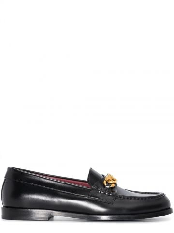 VLogo leather loafers in black