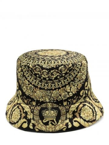 Gold paroque print reversible bucket Hat