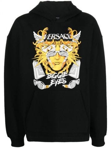 Black logo-print pullover hoodie