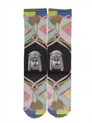 Multicolor socks with Baroque print
