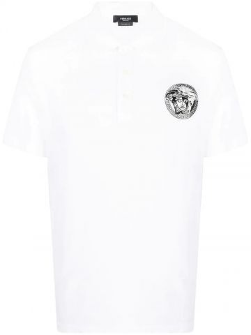 White polo shirt with Medusa application