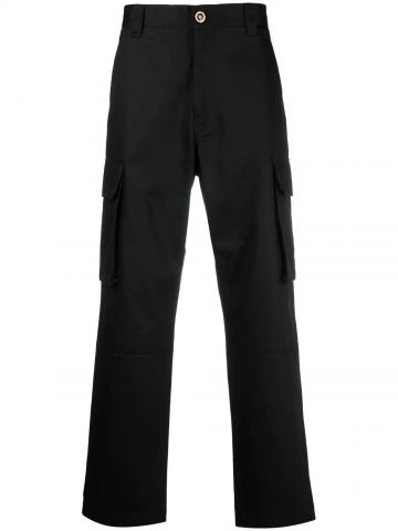 Black straight-leg cargo trousers