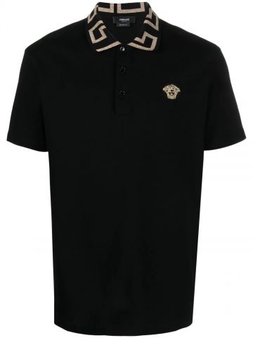 Greca collar black Polo Shirt