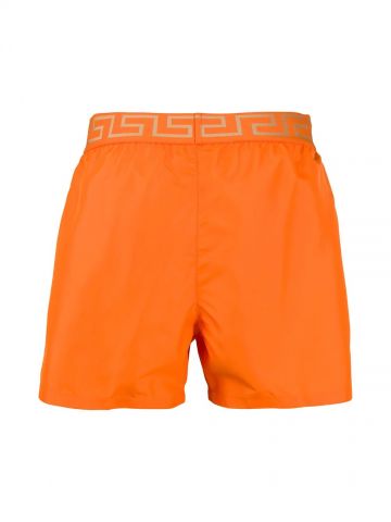 Greca print orange Swim Shorts