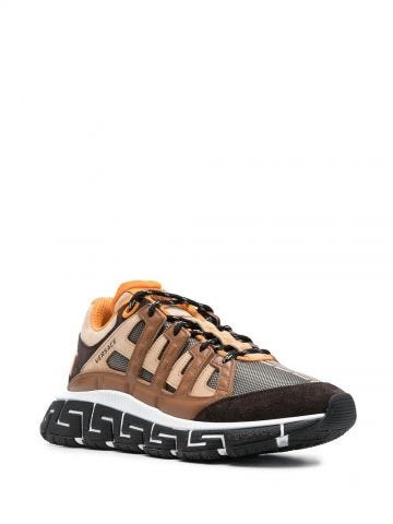 Greca brown-motif low-top sneakers