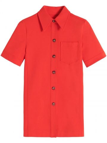 Red side-slit short-sleeve shirt