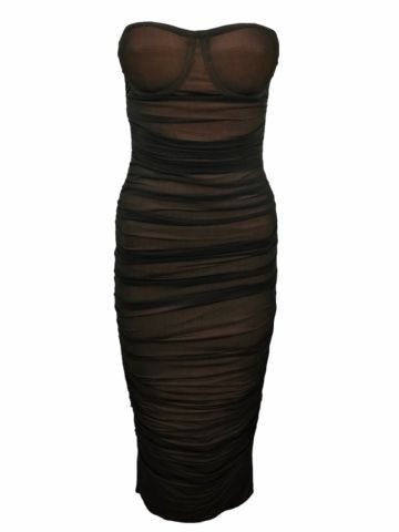 Midi dress with bustier detail