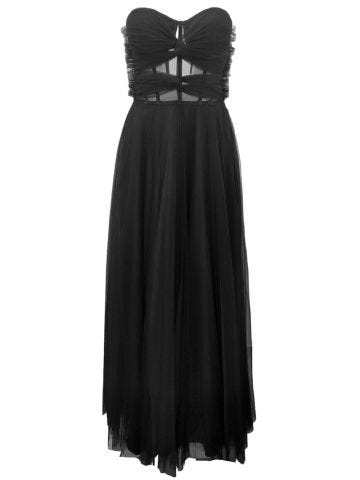 Black tulle long bustier dress