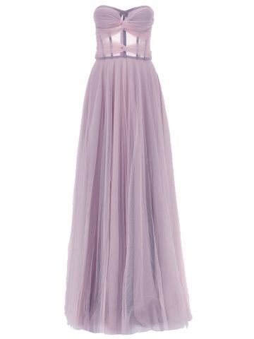 Lilac tulle long bustier dress