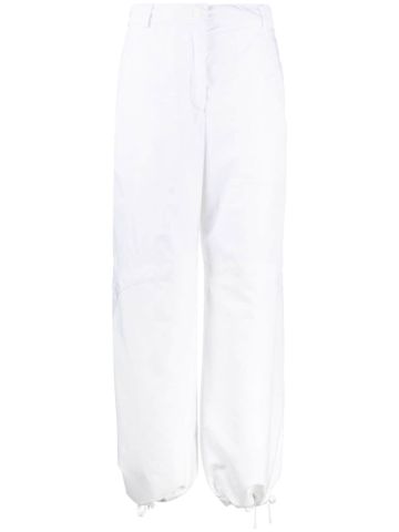 White high-waisted waterproof pants