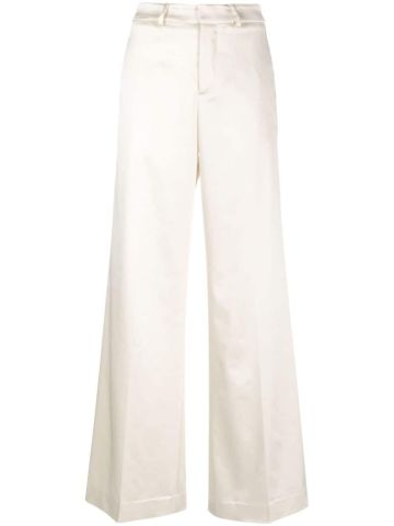 Mid-rise satin flared trousers