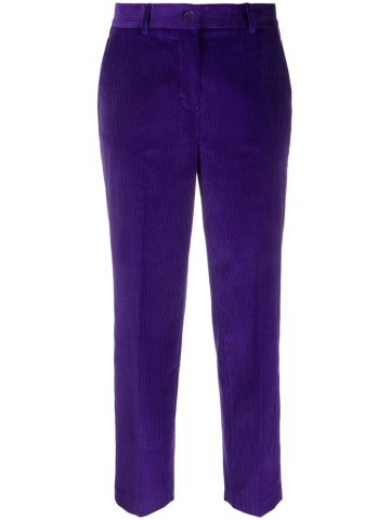 Purple ribbed tapered pants