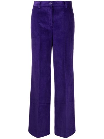 Purple ribbed wide-leg pants