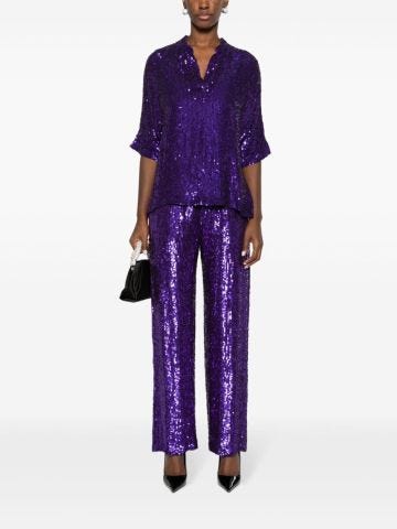 Sequinned straight-leg trousers