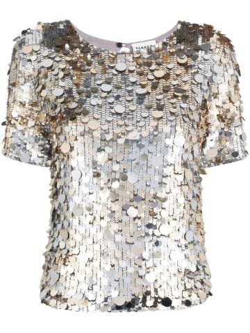 Sequinned crew-neck blouse