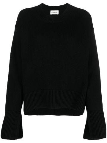 Ribbed-detail wool jumper