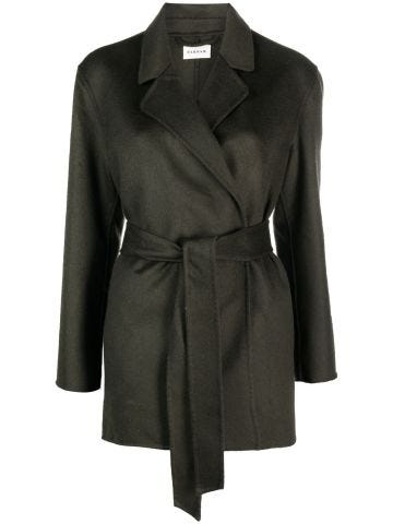 Belted-waist wool coat