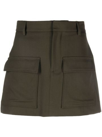 High-waist wool miniskirt