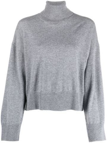 Black roll-neck cashmere sweatshirt