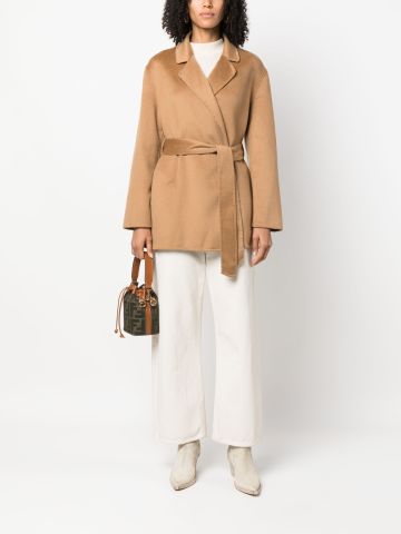 Belted double-breasted cashmere coat