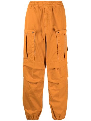 Compass-patch cotton cargo trousers