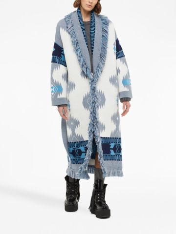 Intarsia-knit jacquard coat
