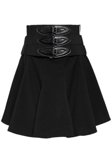 Wool miniskirt with belt