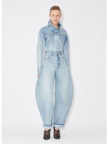 Rounded denim trousers