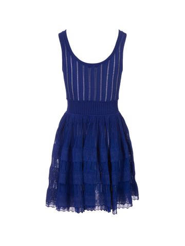 Blue fluid skater mini dress