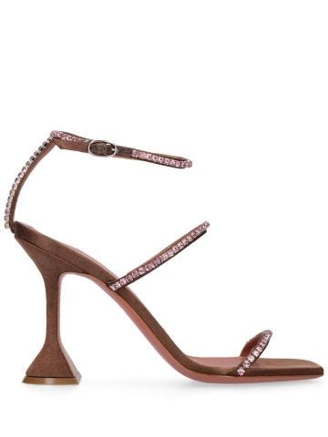Brown Gilda sandals with rhinestones