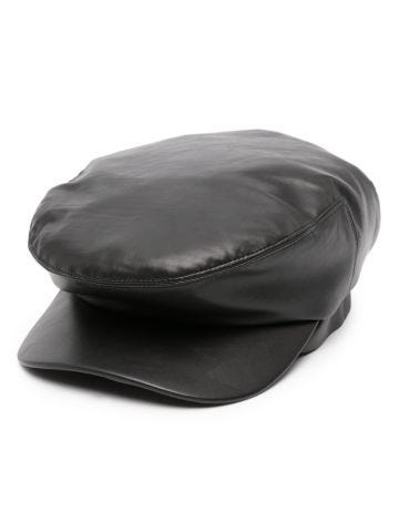 Black leather hat