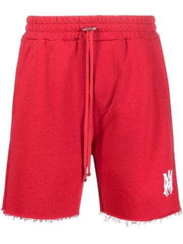 Red sports shorts with logo