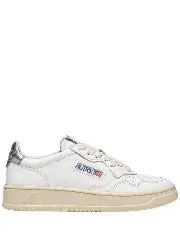Medalist low white and silver leather trainers