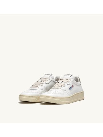 Medalist low white and gold leather trainers