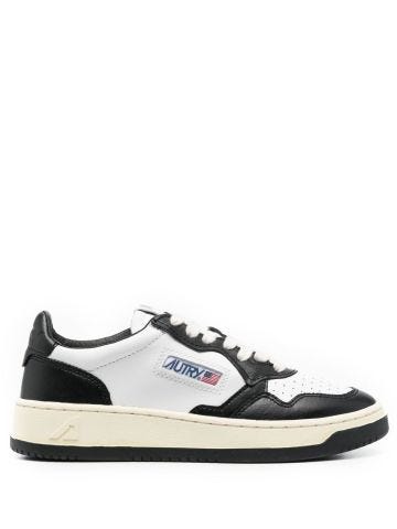 Black and white two-tone leather Medalist low trainers