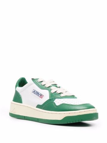 White and green two-tone leather Medalist low trainers