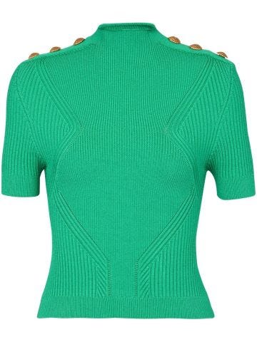 Button-embellished knitted top