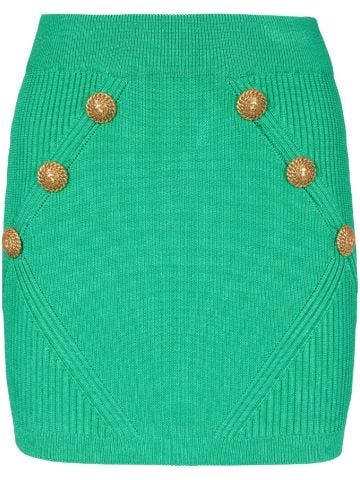 Minigonna verde in maglia a coste
