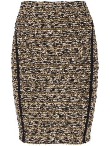 Gold tweed high-waisted skirt