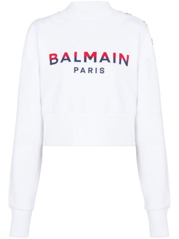 White 3-Buttons sweatshirt with logo print