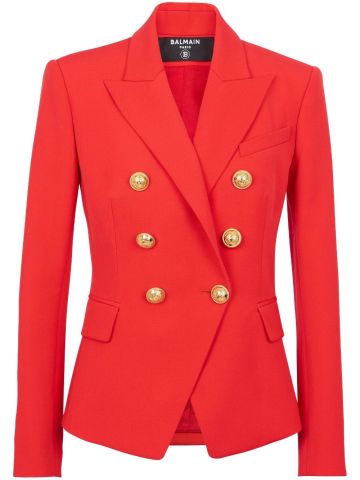 Red double-breasted blazer