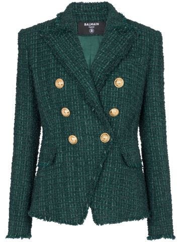 Giacca doppiopetto verde in tweed